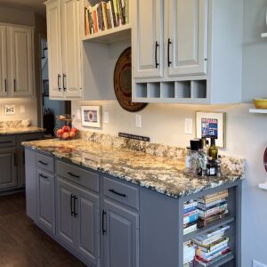 Field customized bookshelf in kitchen remodel.