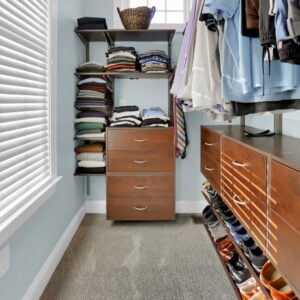 Organized master closet remodel.