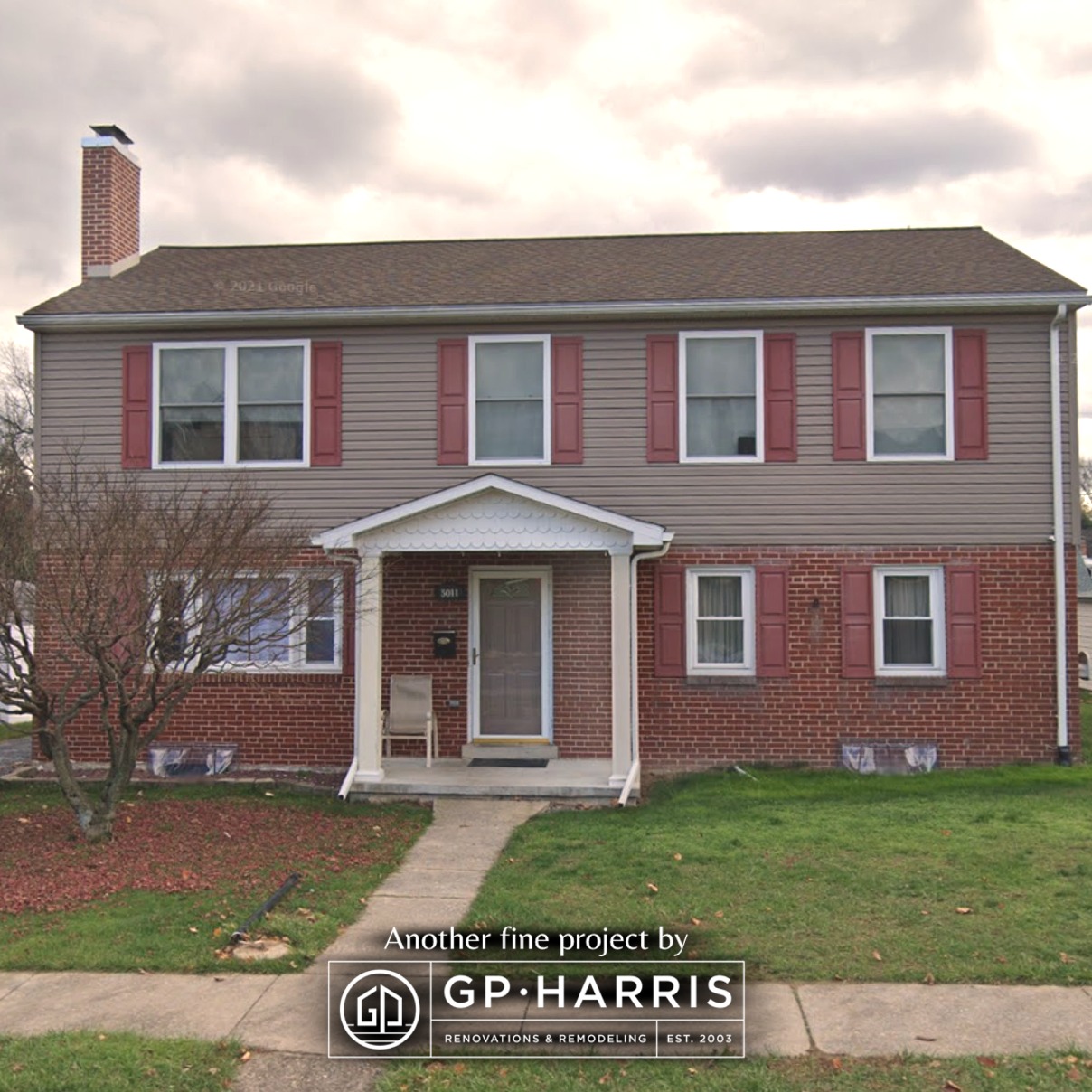 After photo of house with second floor addition from G.P. Harris Renovations & Remodeling.