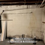 Before Photo of Lebanon Finished Basement Showing Old Sewer Pipe on top of Floor